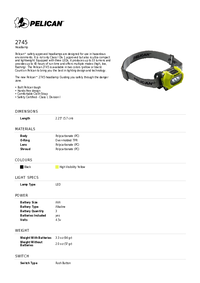 Thumbnail of document Data Sheet - 2745 Pelican™ Safety Approved Headlamp